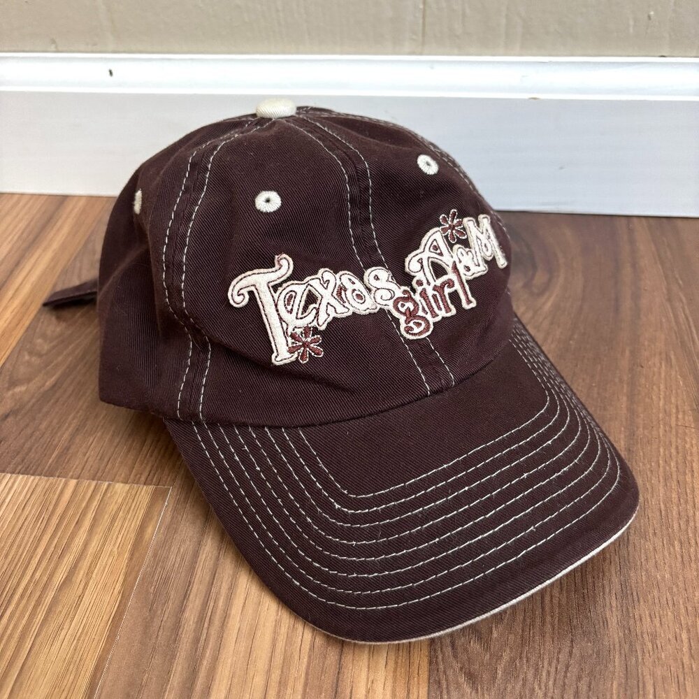 Texas A&M Girl Embroidered 90s Y2k Brown Hat Cap Girl's